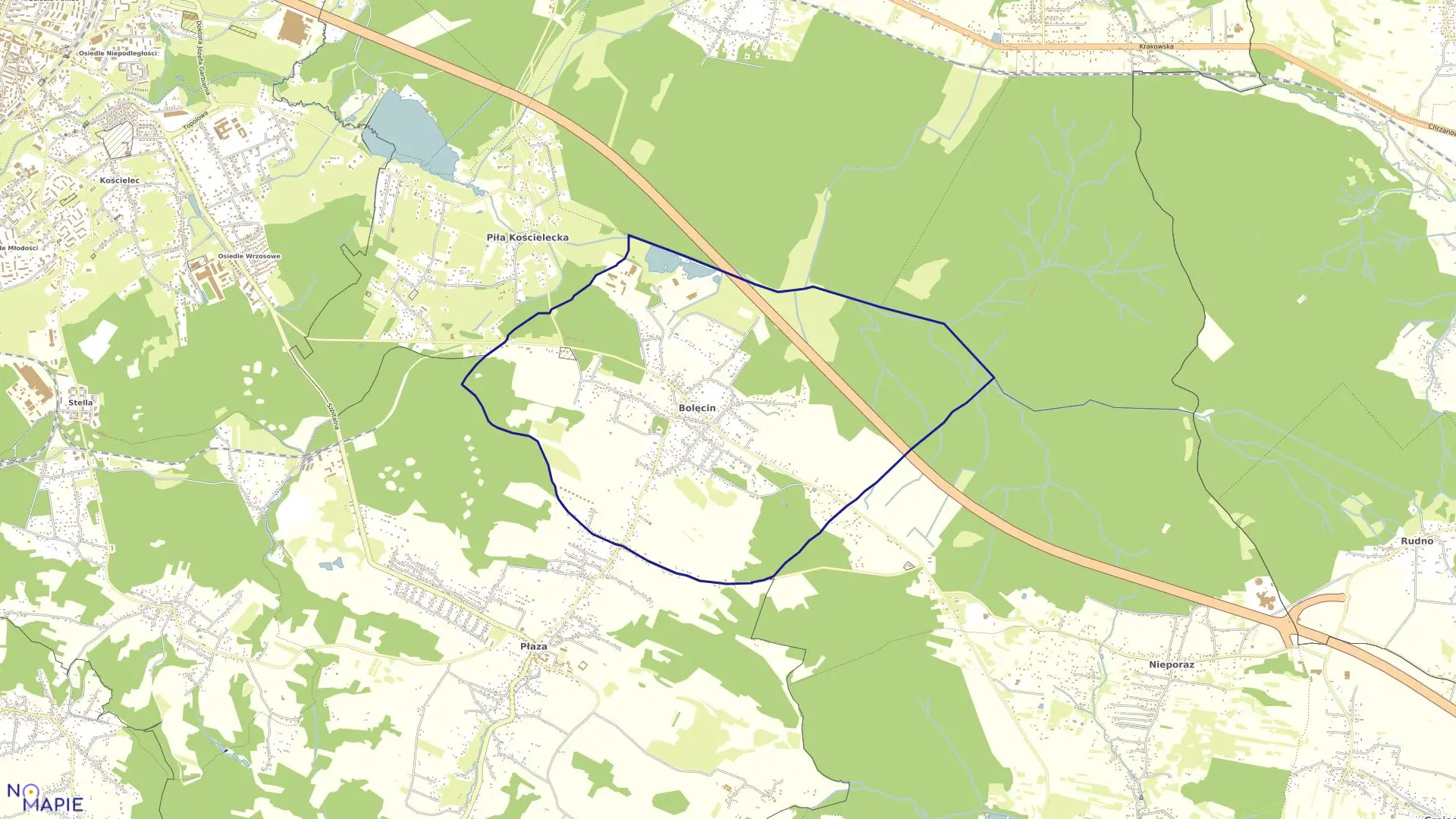 Mapa obrębu Bolęcin w gminie Trzebinia